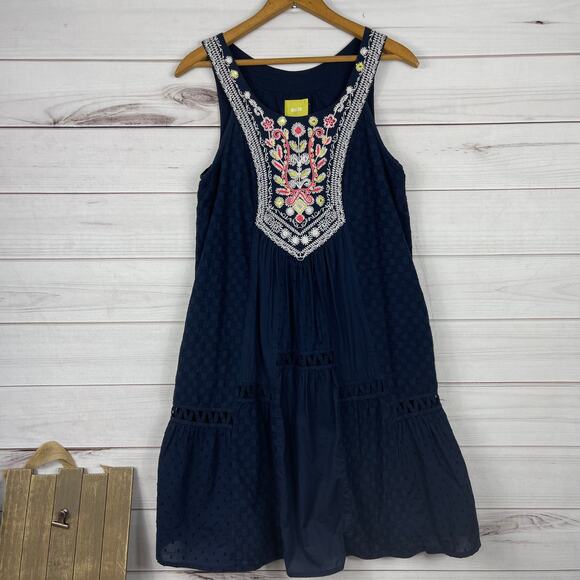 Maeve Dresses & Skirts - Maeve Women Dress Blue Navy Embroidered Sleeveless Size 4 Pockets